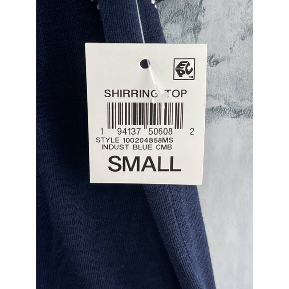 Style & Co. Small Shirring Top Blue Paisley Design Rayon & Spandex Blend - Picture 7 of 8